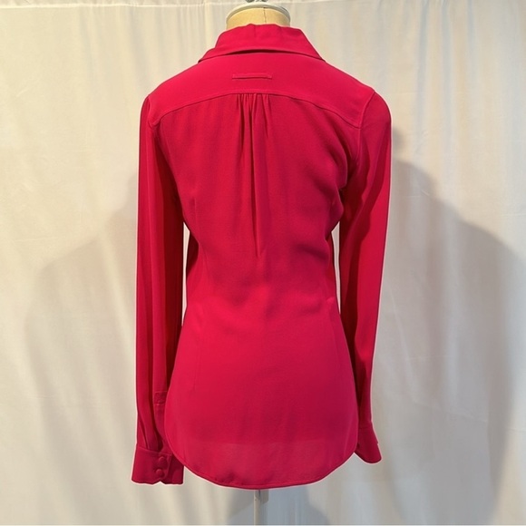 BALENCIAGA | Silk Pink Collared Button Down Cuffed Rounded Split Side Hem size 6 - Picture 3 of 11